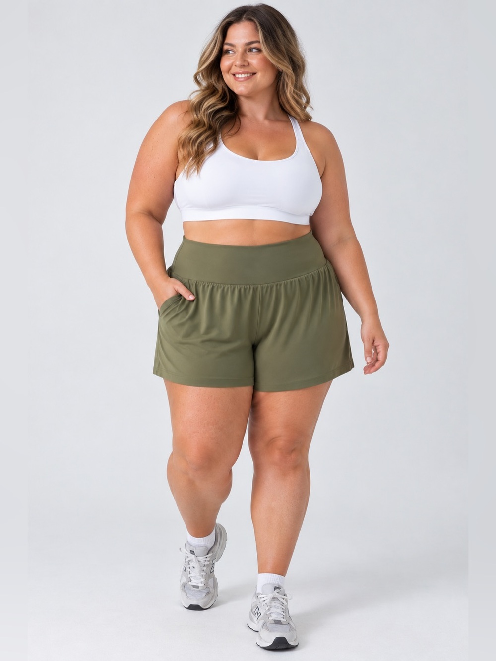Halara Olive Green 2-in-1 Active Crossover Gym Shorts 3X